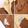 Leather winter jacket with fleece & zipper - slimJackets
