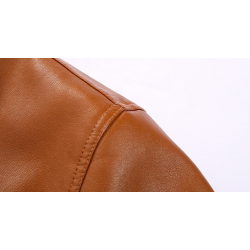Leather winter jacket with fleece & zipper - slimJackets