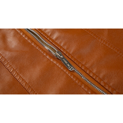 Leather winter jacket with fleece & zipper - slimJackets