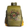 Women's retro backpack - floral embossing - genuine leather - large capacityBackpacks