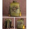 Women's retro backpack - floral embossing - genuine leather - large capacityBackpacks