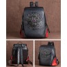 Women's retro backpack - floral embossing - genuine leather - large capacityBackpacks