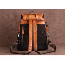 Women's retro backpack - floral embossing - genuine leather - large capacityBackpacks