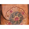 Women's retro backpack - floral embossing - genuine leather - large capacityBackpacks