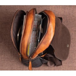 Women's retro backpack - floral embossing - genuine leather - large capacityBackpacks