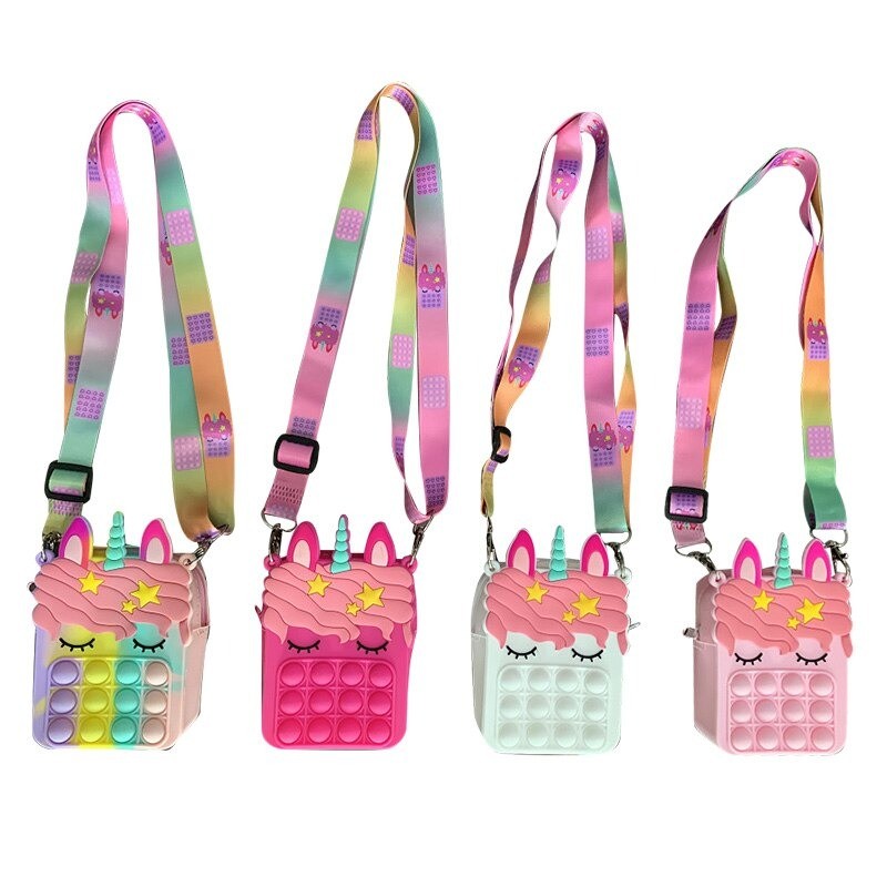 Push bubble shoulder bag - silicone small purse - unicornBags