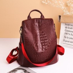 Fashionable vintage backpack - multifunction shoulder leather bag - snake skin patternBackpacks