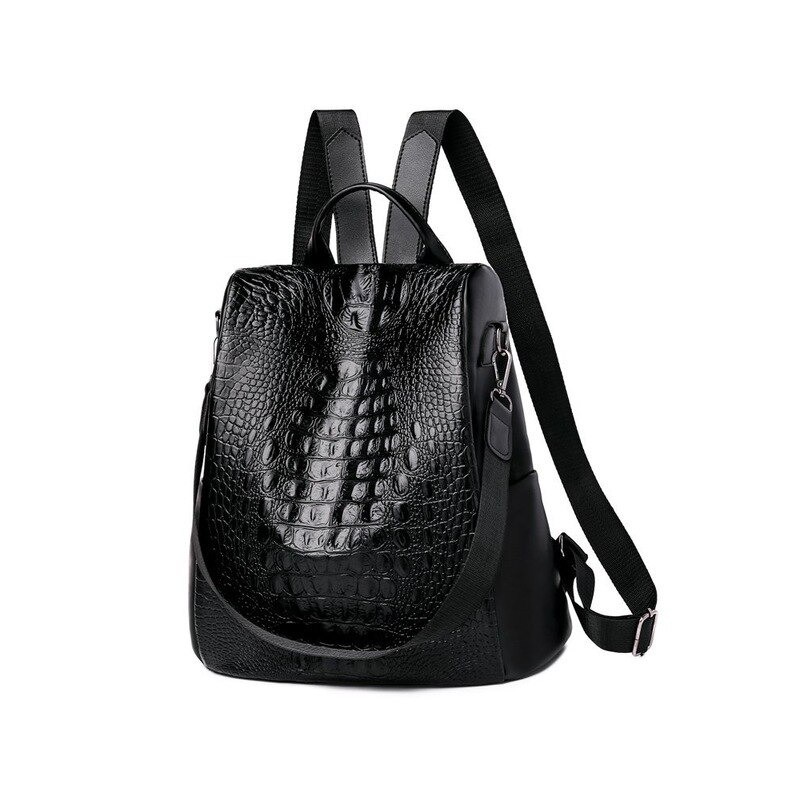 Fashionable vintage backpack - multifunction shoulder leather bag - snake skin patternBackpacks