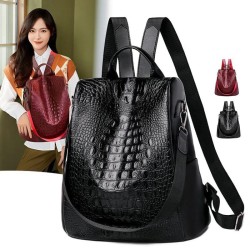 Fashionable vintage backpack - multifunction shoulder leather bag - snake skin patternBackpacks