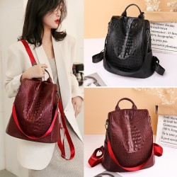 Fashionable vintage backpack - multifunction shoulder leather bag - snake skin patternBackpacks