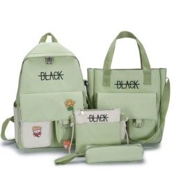 Large capacity backpack - handbag - shoulder bag - pencil case - letters print - 4 pieces setSets