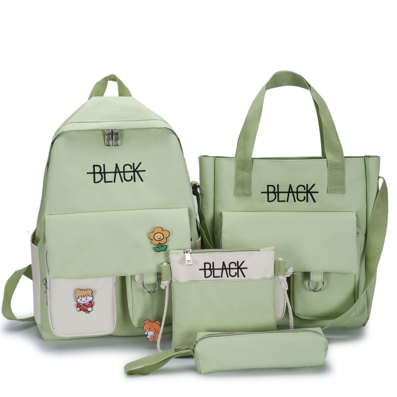 Large capacity backpack - handbag - shoulder bag - pencil case - letters print - 4 pieces setSets