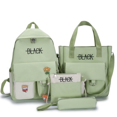Large capacity backpack - handbag - shoulder bag - pencil case - letters print - 4 pieces setSets