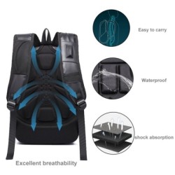 Fashionable backpack - laptop bag - waterproof - USB charging port - carving designBackpacks