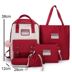 Trendy canvas bags set - backpack - shoulder bag - handbag - pencil case - small pouch - 5 piecesSets