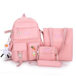 Backpack - pencil case - shoulder bag - handbag - with animal pendant keychain - 4 pieces setSets