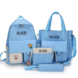 Large capacity backpack - handbag - shoulder bag - pencil case - letters print - 4 pieces setSets