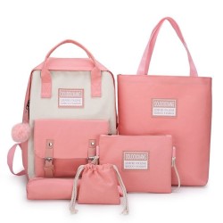 Trendy canvas bags set - backpack - shoulder bag - handbag - pencil case - small pouch - 5 piecesSets