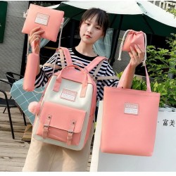 Trendy canvas bags set - backpack - shoulder bag - handbag - pencil case - small pouch - 5 piecesSets