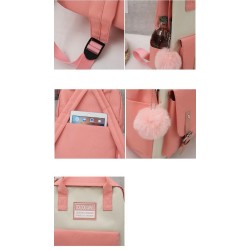 Trendy canvas bags set - backpack - shoulder bag - handbag - pencil case - small pouch - 5 piecesSets