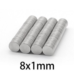 N35 - neodymium magnet - strong round disc - 8mm * 1mm - 50 - 1000 piecesN35
