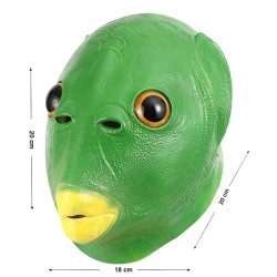 Funny full face mask - green fish head - Halloween - festivalsMasks