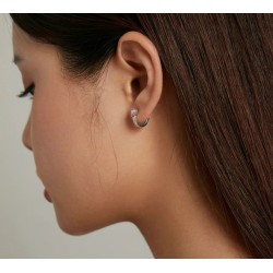 Stud earrings with a pink crystal heart - 925 sterling silverEarrings
