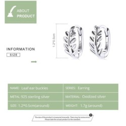 Leaf shaped round earrings - 925 sterling silverEarrings