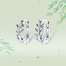 Leaf shaped round earrings - 925 sterling silverEarrings