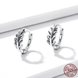 Leaf shaped round earrings - 925 sterling silverEarrings