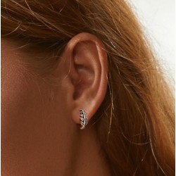 Leaf shaped round earrings - 925 sterling silverEarrings