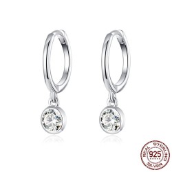Elegant round earrings - with zirconia - 925 sterling silverEarrings