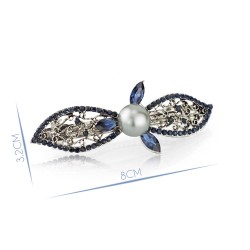 Elegant hair clip - crystal leaves / pearlHair clips