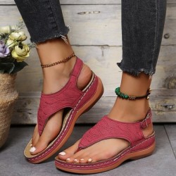 Leather summer sandals - with strap - flat wedges soleSandals