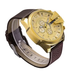 Cagarny - military sports watch - leather strap - stainless steelWatches