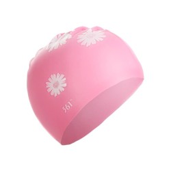 Silicone swimming cap - waterproof - ear / long hair protection - floral printSwimming