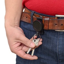 Metal retractable keychain - clip - badge holder - with steel wireKeyrings