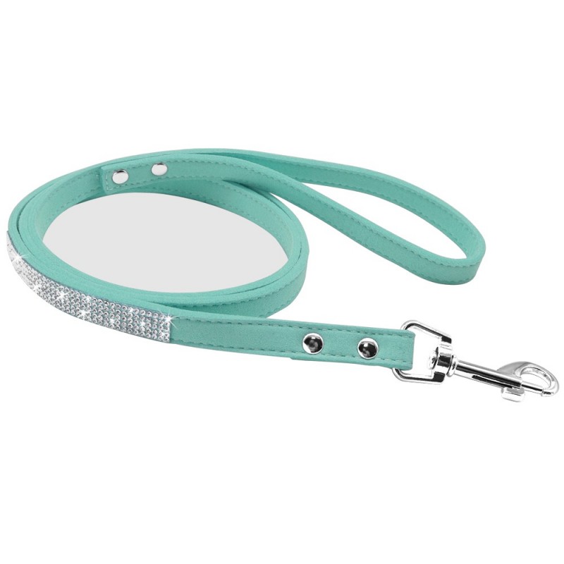 Leather leash - with rhinestones - for dogs / catsCollars & Leads