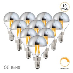 LED bulb - G45 silver mirror globe - dimmable - warm white - 4W - E12 - E14 - E26 - E27 - 10 piecesE27