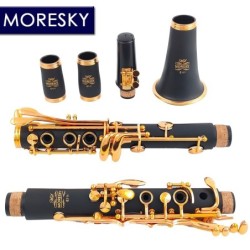 MORESKY - BB clarinet - 17 keys - with reeds - gold lacquer - blackMusical Instruments