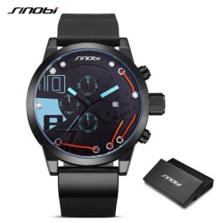 SINOBI - fashionable quartz watch - silicone strap - metal wireWatches