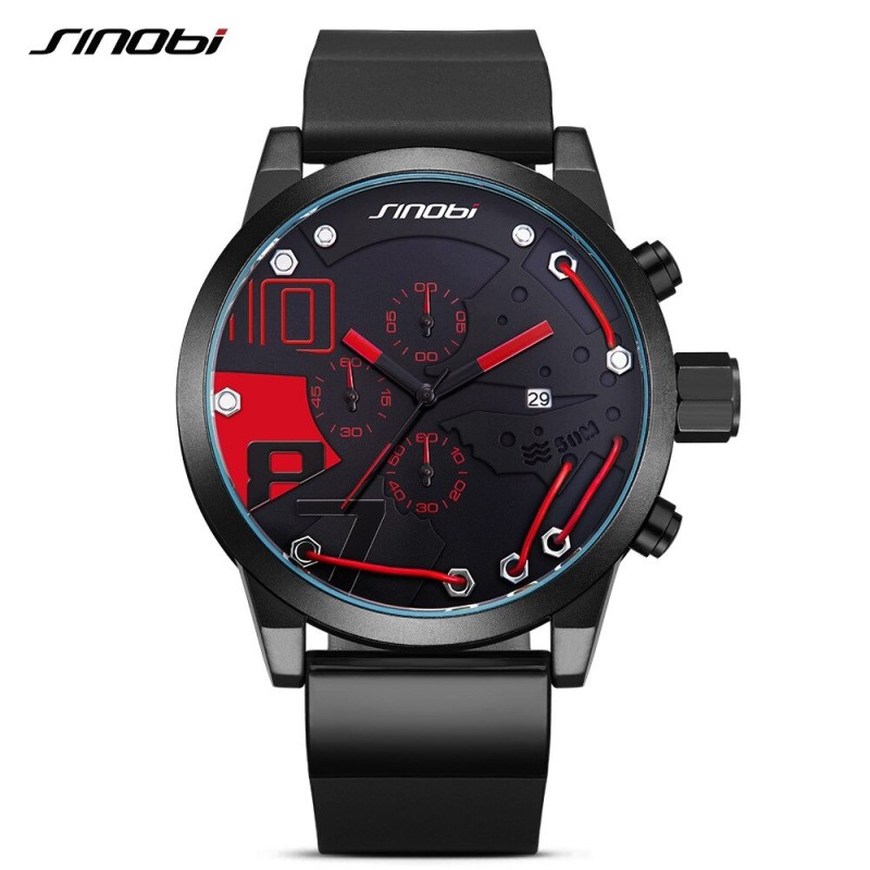 SINOBI - fashionable quartz watch - silicone strap - metal wireWatches