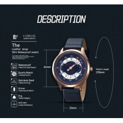 SINOBI - fashionable quartz watch - waterproof - leather strapWatches