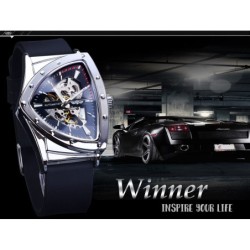 WINNER - fashionable sports watch - transparent cover - luminous pointers - triangle shape dialWatches