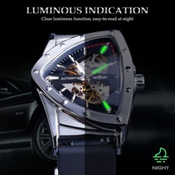 WINNER - fashionable sports watch - transparent cover - luminous pointers - triangle shape dialWatches