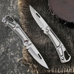 Mini foldable knife - with carabiner - stainless steelKnives & Multitools
