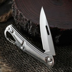 Mini foldable knife - with carabiner - stainless steelKnives & Multitools