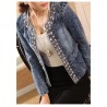 Fashionable short denim jacket - with sequins / crystals - slimJackets