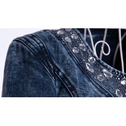 Fashionable short denim jacket - with sequins / crystals - slimJackets