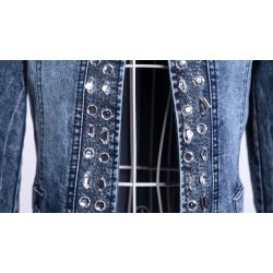 Fashionable short denim jacket - with sequins / crystals - slimJackets